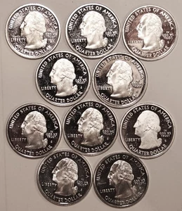 Ten 90% Silver Proof Statehood Quarters - #6387Q - Dates in Descrption - Picture 1 of 4