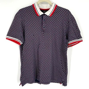 Polo Zara Monograma Rojo Blanco Azul Hombre XL - Imagen 1 de 7