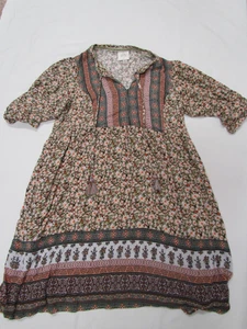 Knox Rose Womens Top M Ruffle Green Tasseled Ties Boho Peasant Gypsy Dress - Picture 1 of 6