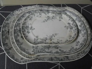 RARE ANTIQUE JOHNSON BROS. 'HOPS' 4 PIECE TRANSFERWARE PLATTER SET - Picture 1 of 10