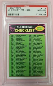 1976 Topps Football PSA 8 Checklist 256-386 #273 - Picture 1 of 2