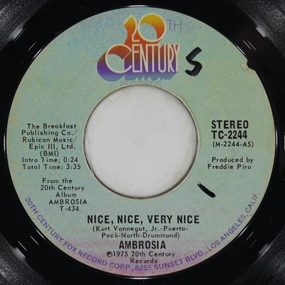 AMBROSIA Nice, Nice, Very Nice 20TH CENTURY TC-2244 VG 45 RPM 1975 Art Rock 7" - Image 1 of 4