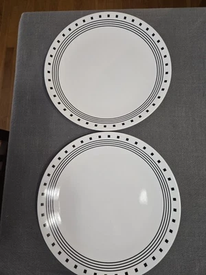 Platos de cena CORELLE City Block 10,25" negro blanco Vitrelle ¡Hechos en EE. UU.!  Cantidad 2 Foto 1 de 2