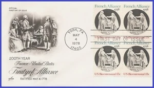 USA3 #1753 U/A ARTCRAFT FDC BL4 French Alliance - Bild 1 von 1