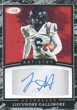 2022 SAGE Artistry Football Autographs Silver #A-LG Lio'undre Gallimore Auto
