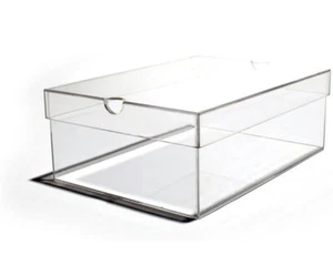 NEW Clear Acrylic Shoe Box With Lid Vented - Picture 1 of 2