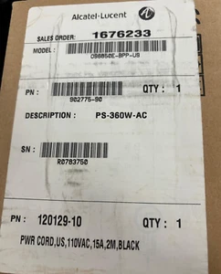 New Open Box Alcatel-Lucent PS-360W-AC OS6850E-BPP-US 902775-90 Power Supply - Picture 1 of 3