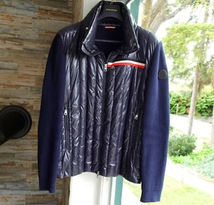 MONCLER JACKET XXL cardigan down sweater knit 2xl xl dark navy blue padded franc - Imagen 1 de 16