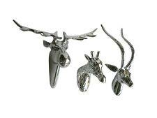 Aluminium Wall Mount Stag Head Set of 3 pcs Gazelle Moose Deer Antelope a/u/