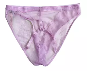 Victoria's Secret Cheekini-Höschen Spitze Logo Band Träger Cutout Violett Gr. M - Bild 1 von 4