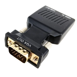 HDMI Female to VGA Male Converter 1080P Video 3.5mm Audio Laptop Display Adapter - Picture 1 of 9