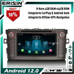 8-Kern 64GB DAB+ Android 14 Autoradio GPS CarPlay DVD Für Toyota Auris Bluetooth - Bild 1 von 13
