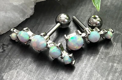 Juego de 1 puntas ópalos tragus hélice anillo de cartílago 16 g 1/4" - elige 3 o 5 ópalos Foto 1 de 3