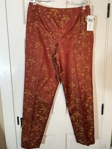 DANA BUCHMAN WOMENS PAPRIKA SILK FLORAL DRESS PANTS - SIZE 12 - NWT - Picture 1 of 12