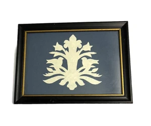 Vintage Picture Silhouette Birds Christmas Paper Cut Folk Art In Frame Wall - Picture 1 of 7