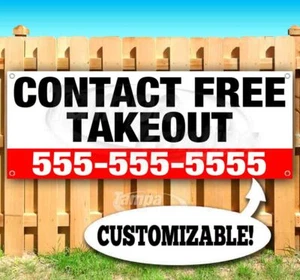 CONTACT FREE TAKEOUT CUSTOM PHONE Advertising Vinyl Banner Flag Sign SB02542 - Picture 1 of 6