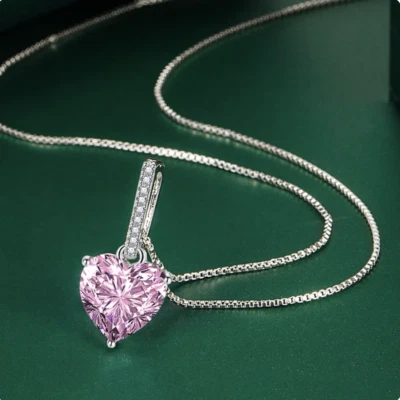 Collar Corazón Piedra Natal Regalo Plata de Ley Foto 1 de 4