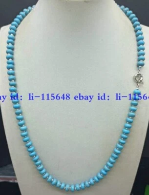Collar Turquesa Azul Natural 5x8mm Cuentas Rondelle 18-24" Ajustable Boho Regalo Foto 1 de 4