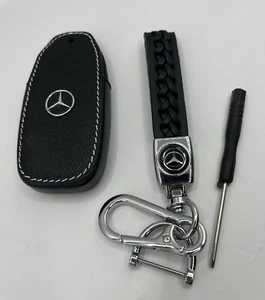 Key Fob Cover W Keychain Car Key Case Protector Holder Fits Mercedes Accessory - Picture 1 of 2