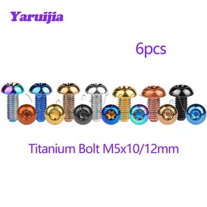 6pcs Titanium Bolts M5x10/12mm Gr5 Ti Alloy Torx Screw for Bike Disc Brake Rotor - Picture 1 of 14