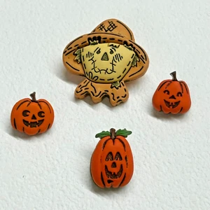 Calabazas y Espantapájaros de Halloween - Botones de plástico a presión de una parte - Imagen 1 de 2