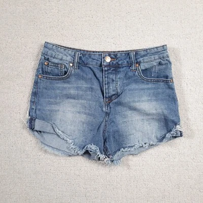 Celebrity Pink Cut-Off Shorts Women's Size 7/28 Blue Mid Rise Raw Hem - Image 1 of 4