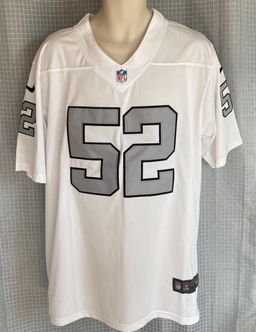 NIKE OAKLAND RAIDERS KHALIL MACK #52 JERSEY WHITE SIZE LARGE EXC CONDITION. O Cover