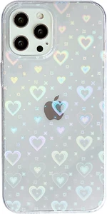 Love Heart Laser Bling Glitter Clear Soft Compatible with Iphone Case for Women - Picture 1 of 12