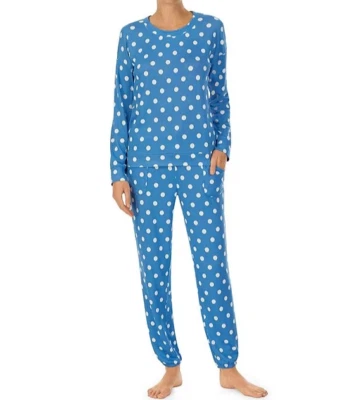 NUEVO CON ETIQUETAS Kate Spade AZUL AGUA/BLANCO LUNARES Tejido Suave Pijama/Juego de Salón L BOLSILLOS Foto 1 de 4