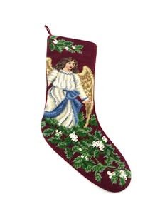 Angel Wool Needlepoint Christmas Stocking - Picture 1 of 4