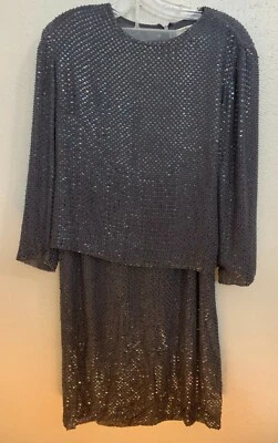 Chetta B. Traje de Noche Mujer Vintage Con Cuentas 2 Piezas Talla 10 Color Lavanda  Foto 1 de 4