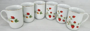 Vtg 6 China Otagiri Strawberries and Blooms 1970 Japan Tea Cups Juice Botanical - Bild 1 von 23