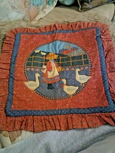 "Funda de almohada acolchada Country Girl con patos para sofá/silla/coche/cama 15""x15" - Imagen 1 de 5