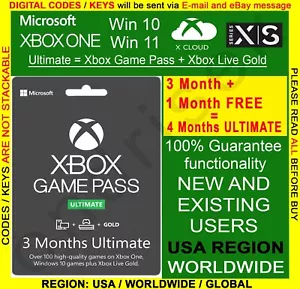 Xbox Game Pass Ultimate 3 Months |  Live Gold | Game Pass  | USA | GLOBAL REGION - Picture 1 of 12