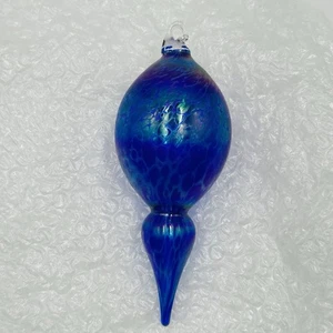 Mundgeblasenes Glas Weihnachten Endstück Ornament lila blau irisierende Farbe SDC - Bild 1 von 7