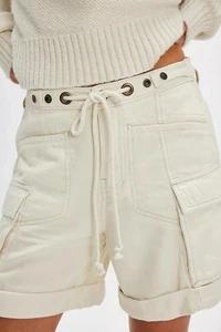 Pantalones Cortos Free People Frankie Lavados Mañana Avena Mujeres L Carga Informal Boho Utilitario - Imagen 1 de 9