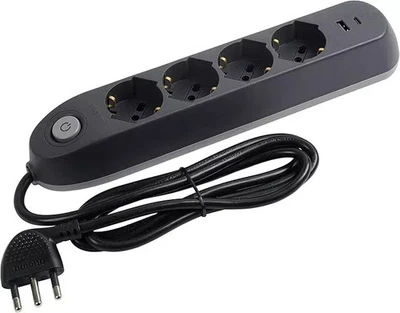 BTicino 3684GBU Ciabatta Multipresa 4 Prese Universali + 2 USB A+C con Interrut. - Immagine 1 di 4
