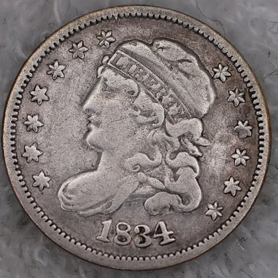 Moneda de diez centavos busto tapado 1834 Foto 1 de 2