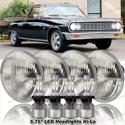 Faro LED redondo de haz alto/bajo 4 piezas 5-3/4 5,75 pulgadas para Chevy El Camino 1964-1970 Foto 1 de 4
