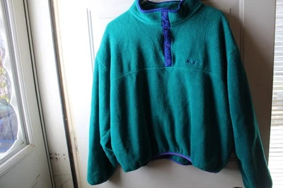 MENS L VTG LL BEAN MADE USA FLEECE 1/4 SNAP CROP FIT AT WAIST PULLOVER - Image 1 of 4