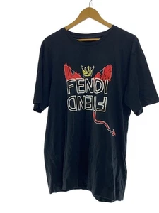 FENDI T-shirt L Cotton BLK FY0936 A6ZO Used - Picture 1 of 6