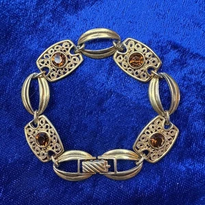 Vintage Sarah Coventry Gliederarmband Topas Strass goldfarben PreO hervorragender Zustand - Bild 1 von 10