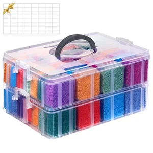 Bead Organizer Box, 56 Pcs Small Bead Organizers, 2-Tier Bead Storage Contain... - Picture 1 of 7
