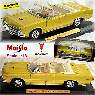 Pontiac Gto Convertible Hurst Edizione 1965 Giallo Oro Metallizzato 1:18 Maisto - Immagine 1 di 4