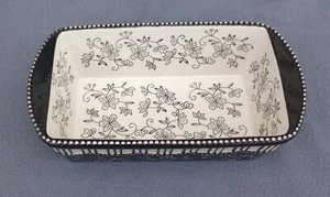Temptations Black Floral Lace - Bread Loaf Baking Dish 1.75 Quart 6"x11 1/4"x3" - Picture 1 of 3