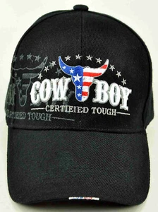 NEW! RODEO US FLAG COWBOY CAP HAT BLACK - Picture 1 of 3