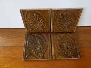 Set of 4 Circa 1880 English Robert Minton Taylor Majolica Tiles - Picture 1 of 10
