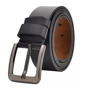Men’s Black Genuine Leather 41.33” Long Belt - Picture 1 of 3