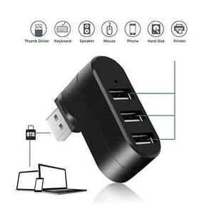 USB Adapter 3 Port USB 2.0 Hub Verteiler drehbar 180° für PC Laptop Macbook - Bild 1 von 4