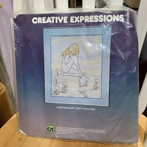 Creative Expressions Dawn Crewel Kit Stitchery Nude Lady Flowers 20x24" Vtg 1981